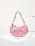 Crocodile Embossed Chain & Studded Decor Hobo Bag