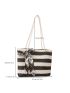 Striped Pattern Twilly Scarf Decor Straw Bag