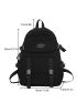 Letter Patch Release Buckle Design Functional Backpack