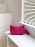 Neon Pink Chain Decor Felt Square Bag