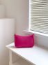 Neon Pink Chain Decor Felt Square Bag