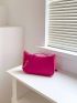 Neon Pink Chain Decor Felt Square Bag