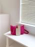 Neon Pink Chain Decor Felt Square Bag