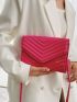 Neon Pink Artificial Patent Leather Chevron Square Bag