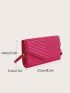 Neon Pink Artificial Patent Leather Chevron Square Bag