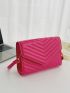 Neon Pink Artificial Patent Leather Chevron Square Bag