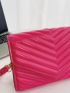 Neon Pink Artificial Patent Leather Chevron Square Bag