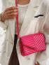 Neon Pink Artificial Patent Leather Chevron Square Bag