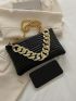 Geometric Quilted Chain Decor Square Bag