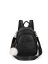 Chevron Detail Functional Backpack With Pom Pom Bag Charm