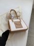 Colorblock Letter Embossed Shoulder Tote Bag