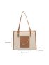 Colorblock Letter Embossed Shoulder Tote Bag