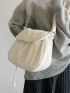 Drawstring Decor Flap Shoulder Bag