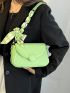 Neon Green Chain & Twilly Scarf Decor Flap Square Bag