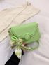 Neon Green Chain & Twilly Scarf Decor Flap Square Bag