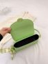 Neon Green Chain & Twilly Scarf Decor Flap Square Bag