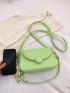 Neon Green Chain & Twilly Scarf Decor Flap Square Bag