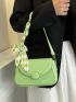 Neon Green Chain & Twilly Scarf Decor Flap Square Bag