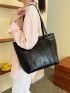 Crocodile Embossed Shoulder Tote Bag