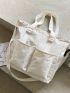 Patched Pocket Front Shopper Bag