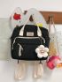 Letter Patch Detail Classic Backpack With Random Color Bag Charm