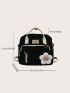 Letter Patch Detail Classic Backpack With Random Color Bag Charm