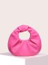 Neon Pink Minimalist Solid Ruched Bag