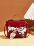 Mini Twilly Scarf Decor Croc Embossed Satchel Bag