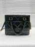 Heart Quilted Double Handle Square Bag