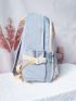 Color Block Chain Decor Functional Backpack