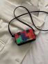 Mini Color Block Buckle & Chain Decor Flap Square Bag