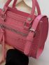 Mini Neon Pink Crocodile Embossed Square Bag