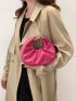 Neon Pink Ring Decor Ruched Bag