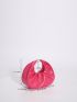 Neon Pink Ring Decor Ruched Bag