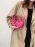 Neon Pink Ring Decor Ruched Bag