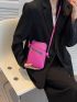 Mini Neon Pink Litchi Embossed Square Bag