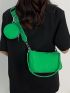 Neon Green Square Bag With Coin Purse