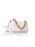 Mini Chain Decor Textured Flap Hobo Bag