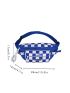 Letter Patch Plaid Large Capacity  Waist Bag