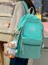 Letter Patch Decor Functional Backpack With Bag Charm