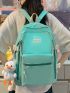 Letter Patch Decor Functional Backpack With Bag Charm