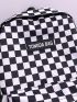 Checkered Pattern Letter Patch Decor Functional Backpack