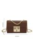 Litchi Embossed Push Lock Flap Chain Baguette Bag