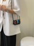 Mini Color Block Buckle & Chain Decor Flap Square Bag