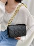 Quilted Detail Chain Flap Square Bag