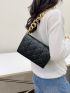 Quilted Detail Chain Flap Square Bag