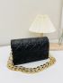 Quilted Detail Chain Flap Square Bag