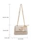 Heart & Bow Decor Quilted Flap Chain Square Bag