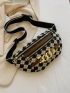 Checkered Pattern Chain Decor Waist Bag