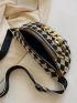 Checkered Pattern Chain Decor Waist Bag